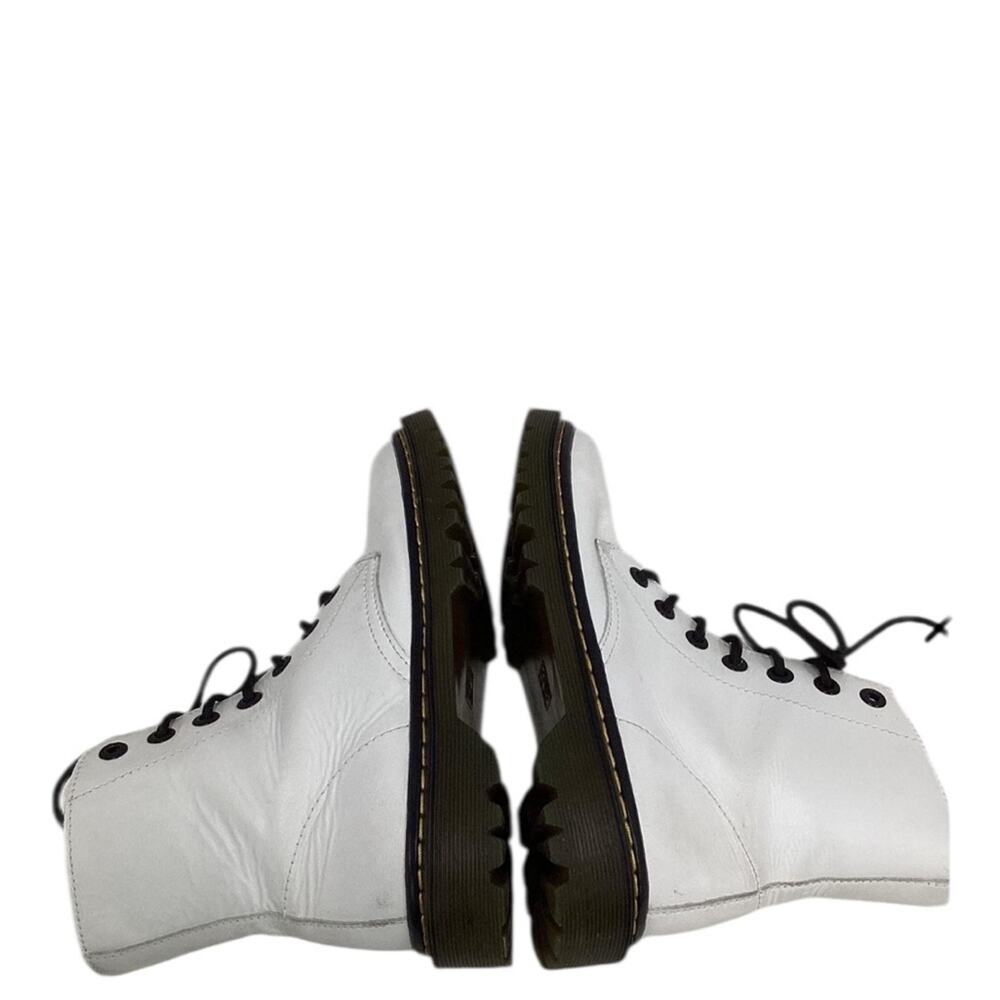 Dr Martens Women's White Black Luana Lace Up Combat Boots Shoes Size 8 - Picture 6 of 8